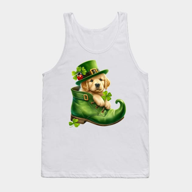 Golden Retriever Dog Shoes For Patricks Day Tank Top by Chromatic Fusion Studio